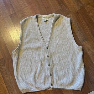 Eddie Bauer Men’s Sweater Vest Beige Knit Vintage Grandpa Core Cotton  Tall XL